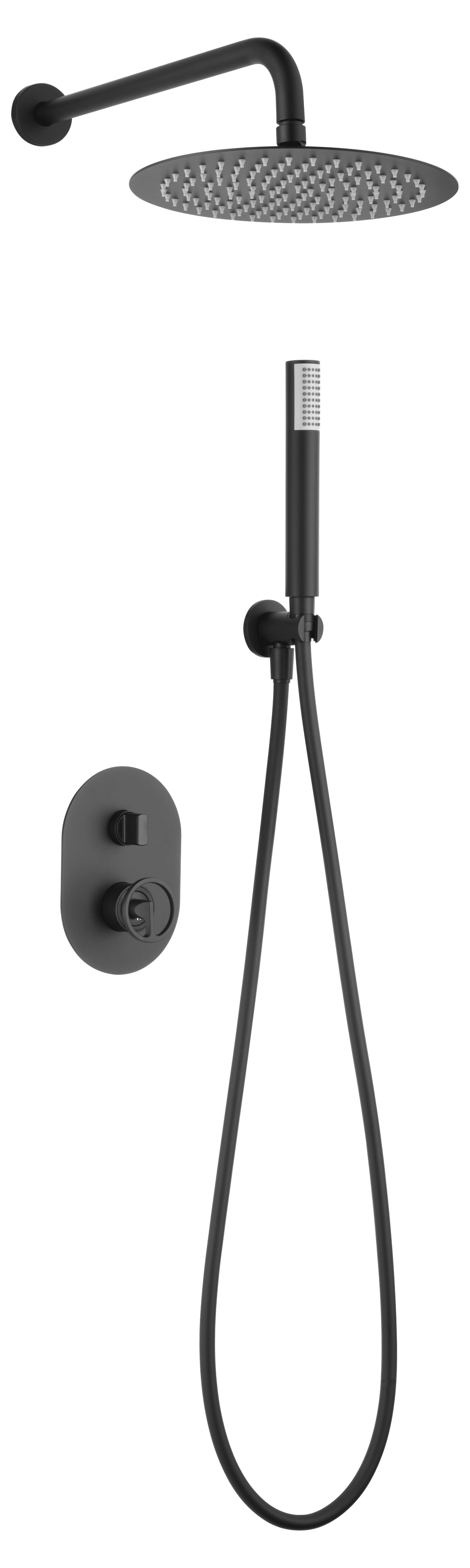 Conjunto Ducha Monomando Empotrado Olimpo Negro Mate