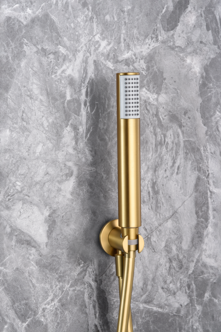 Brushed Gold Single Handle Built-in Shower Set, handle detail