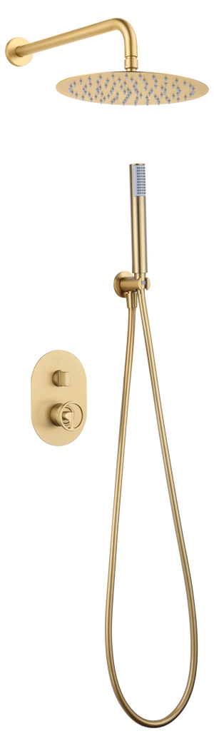 Brushed Gold Single Handle Built-in Shower Set, view 2