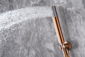 Brushed Rose Gold Built-in Shower Set Single Handle, handle detail