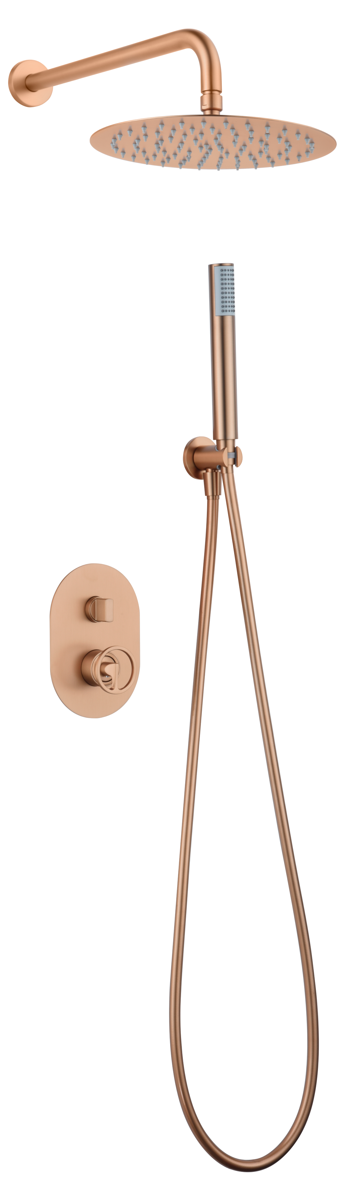 Brushed Rose Gold Built-in Shower Set Single Handle, view 2