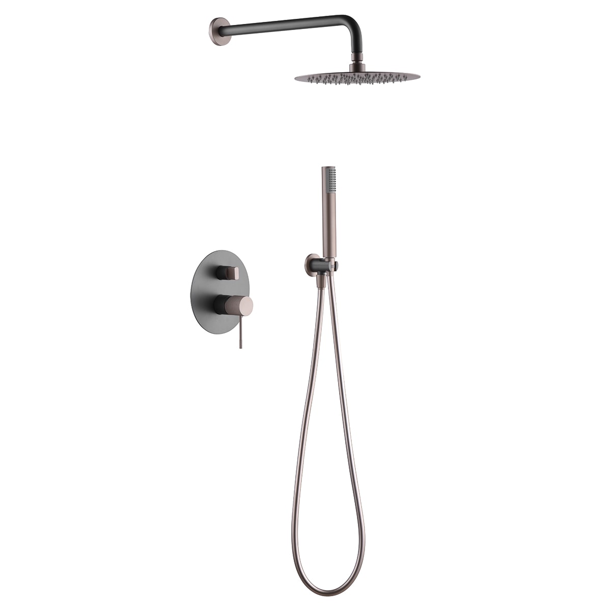 Conjunto De Ducha Empotrado Línea Monomando Gris Champagne