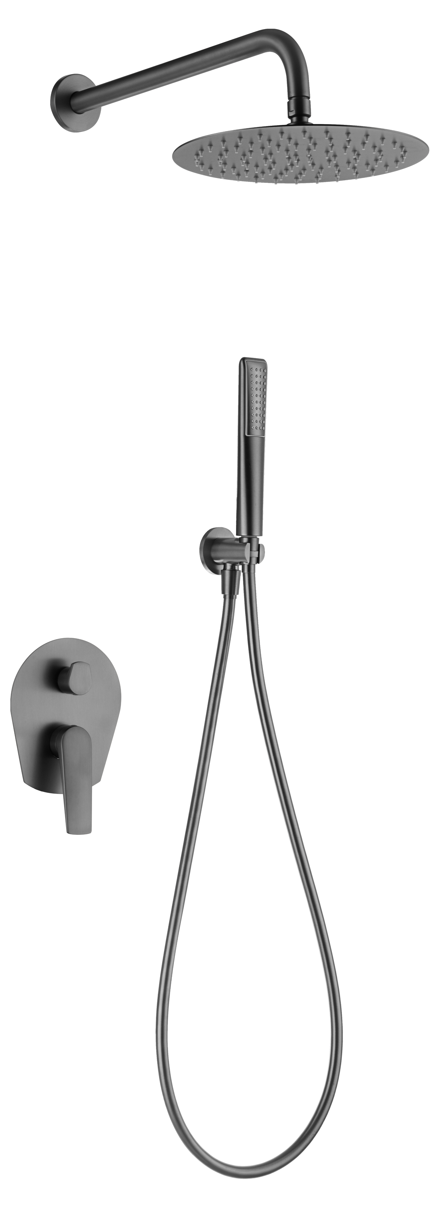 Delos Gun Metal Black Built-in Single Handle Shower Set, view 2