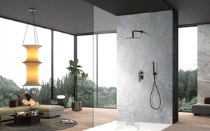 Matte Black Built-in Single-Lever Shower Set, in a bathroom setting