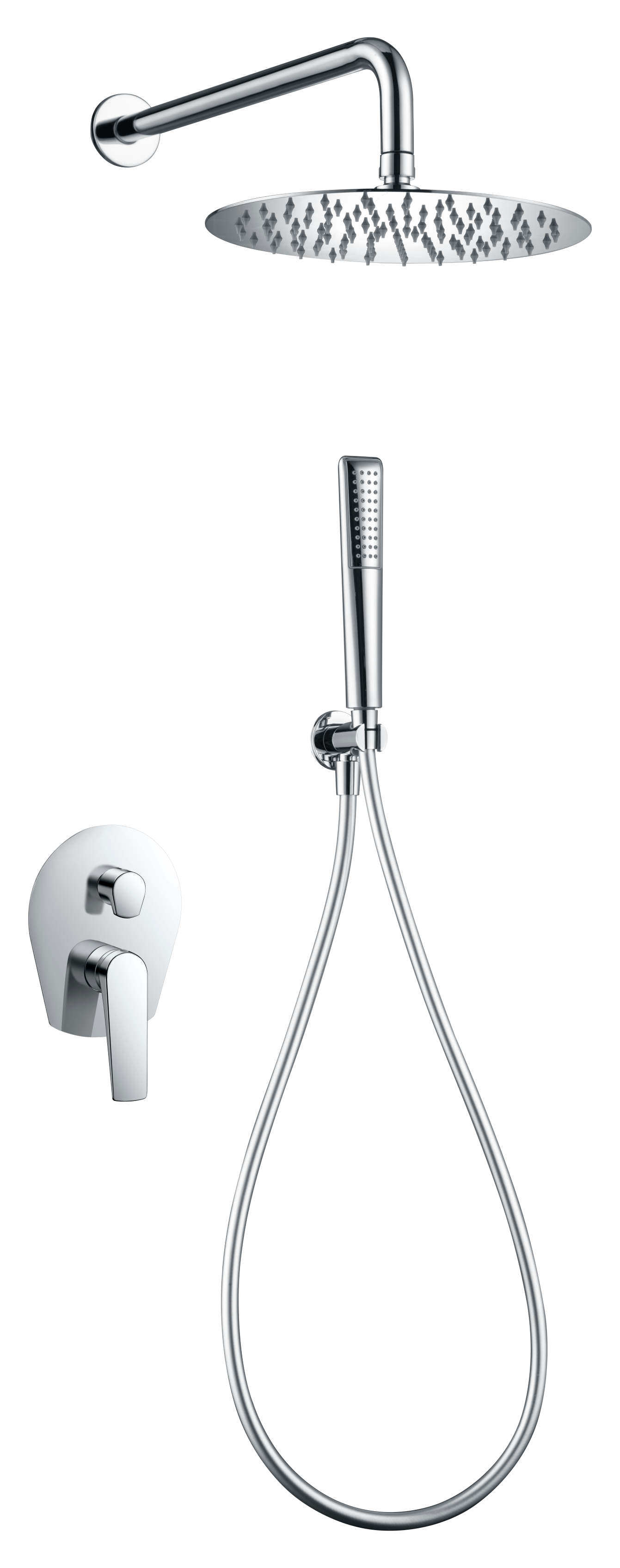Chrome Single-Lever Recessed Shower Set Modern Design, view 2