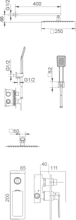 Matte White Built-in Single-Lever Shower Set, view 4