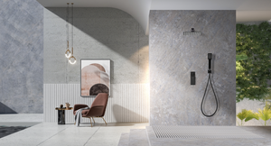 Matte Black Built-in Single-Lever Shower Set, in a bathroom setting