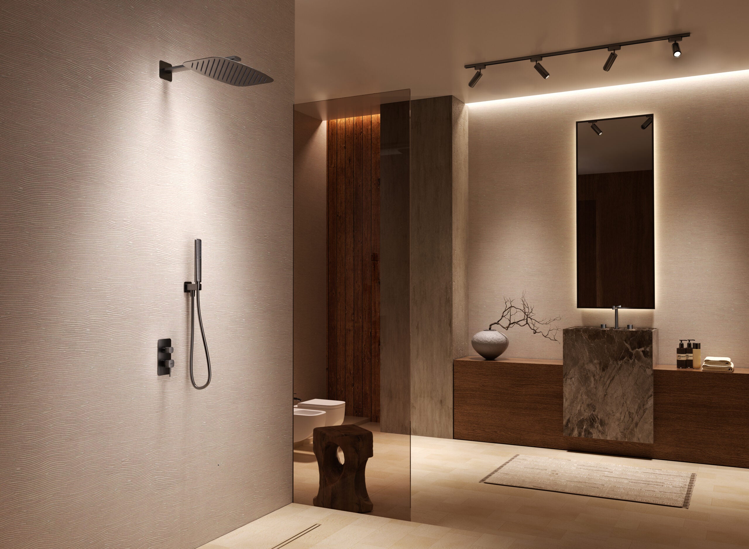 Firenze Brushed Rose Gold Concealed Single Lever Shower Set, view 3