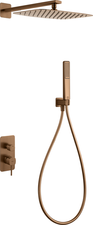Firenze Brushed Rose Gold Concealed Single Lever Shower Set, main product view