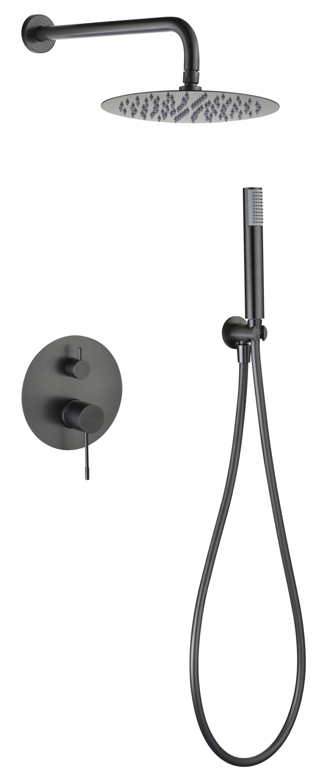 Génova Black Gun Metal Concealed Single Lever Shower Set, main product view