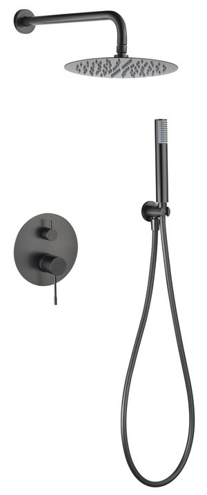 Génova Black Gun Metal Concealed Single Lever Shower Set, main product view
