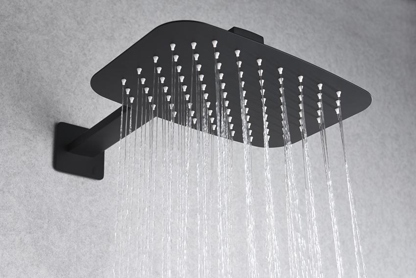 Matte Black Thermostatic Shower Set Built-in, detail view