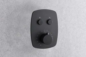 Matte Black Thermostatic Shower Set Built-in, detail view