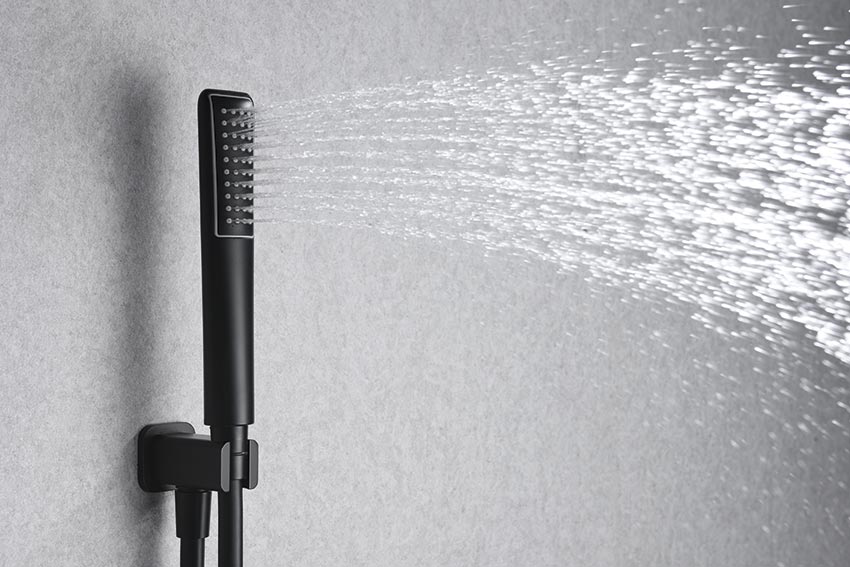 Matte Black Thermostatic Shower Set Built-in, detail view