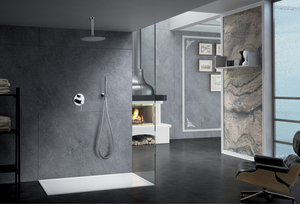 Chrome Single-Lever Built-In Shower Set Milos, in a bathroom setting