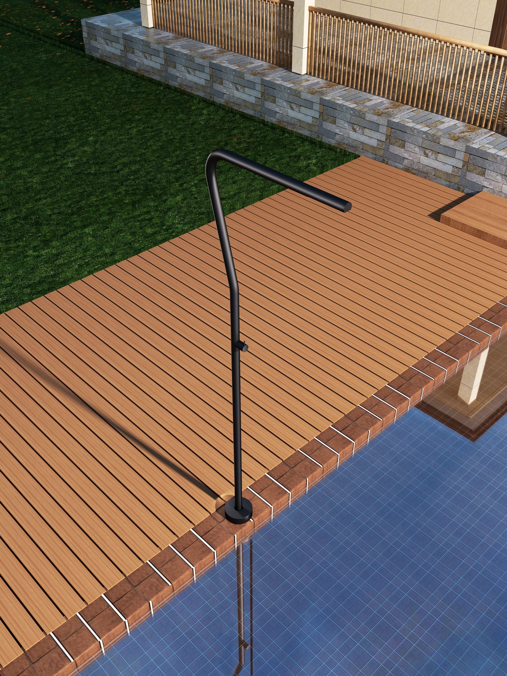 Nevada Matte Black Steel Pool Shower Tap in 316 Stainless Steel, view 2