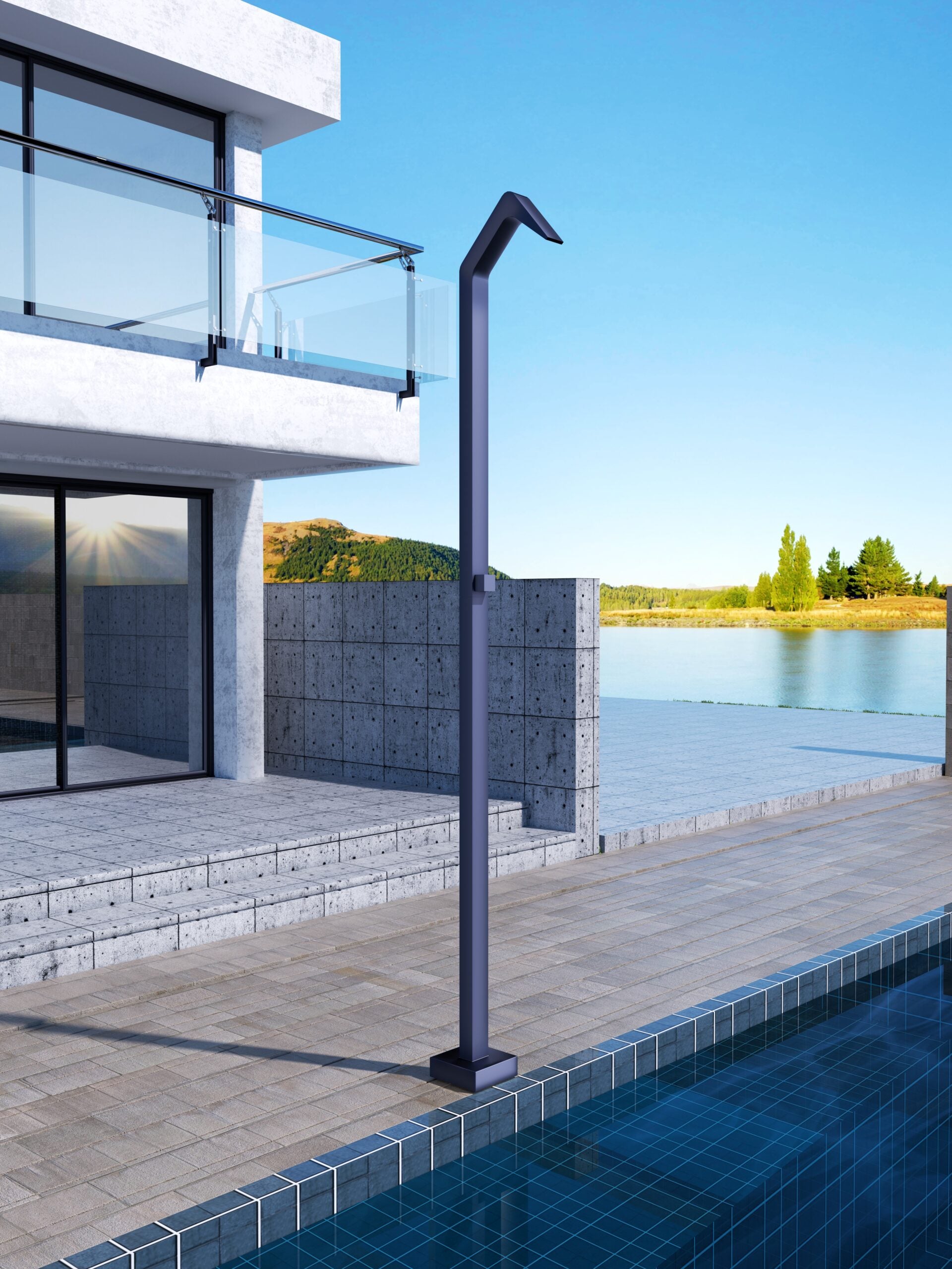Niágara Ocean Blue Pool Shower Tap in 316 Stainless Steel, view 3