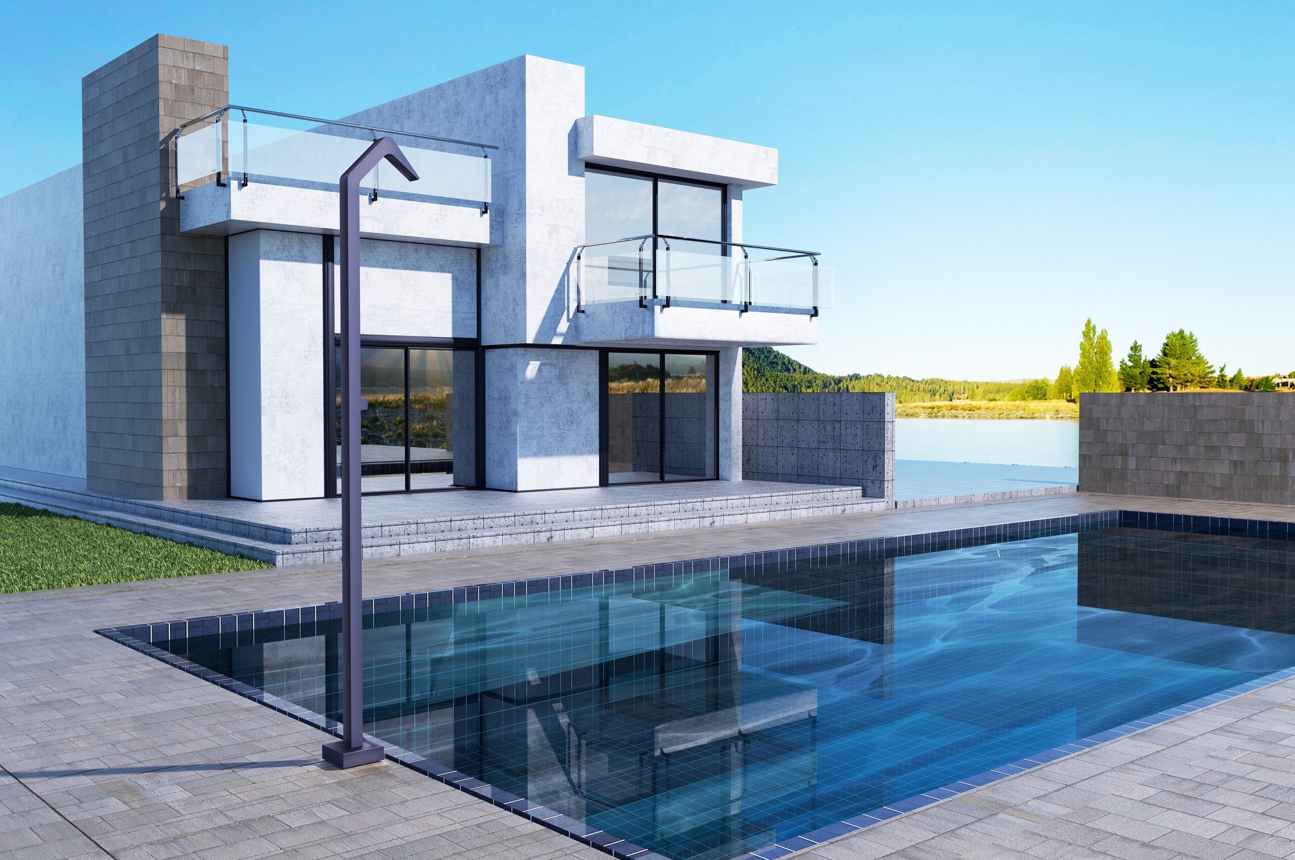 Niágara Ocean Blue Pool Shower Tap in 316 Stainless Steel, view 2