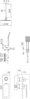 Chrome Single Handle Recessed Shower Set Modern Design, view 3