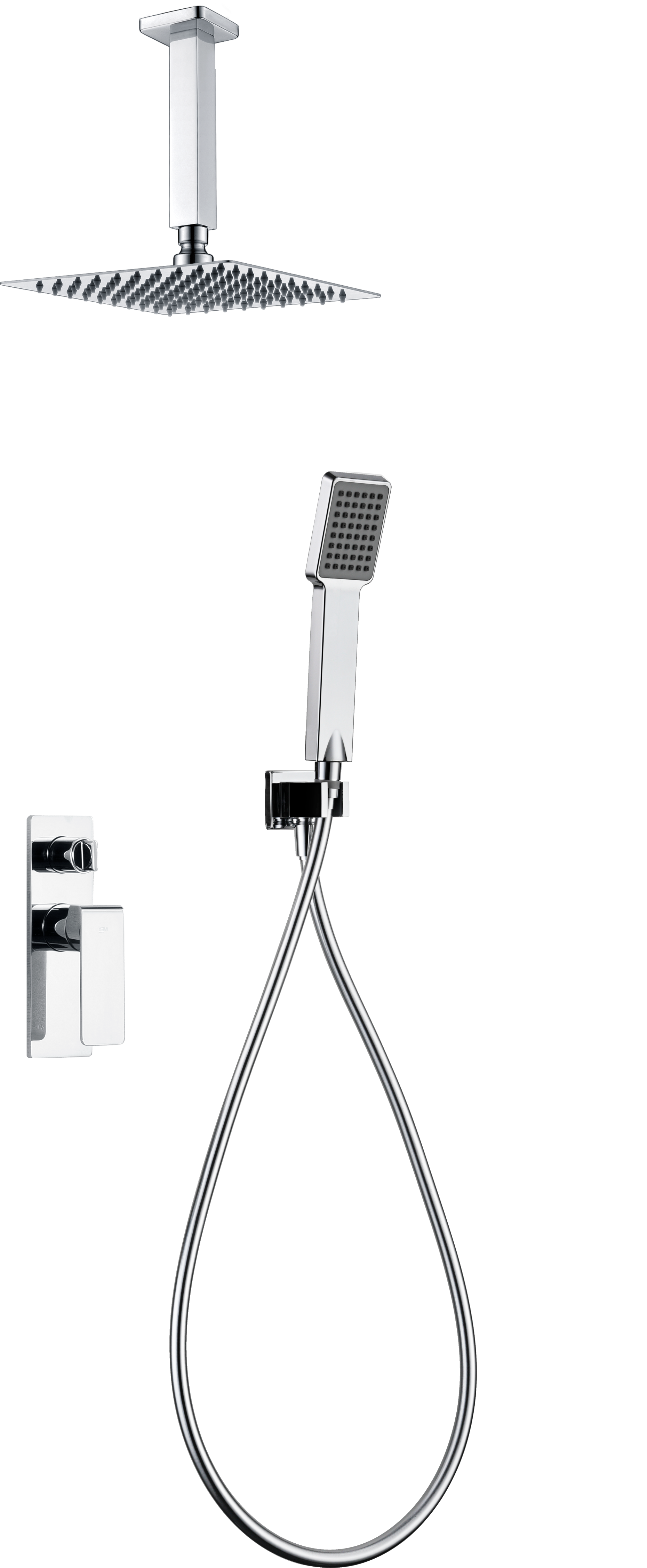 Chrome Single Handle Recessed Shower Set Modern Design, view 2