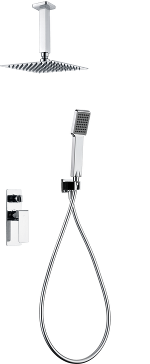 Chrome Single Handle Recessed Shower Set Modern Design, view 2