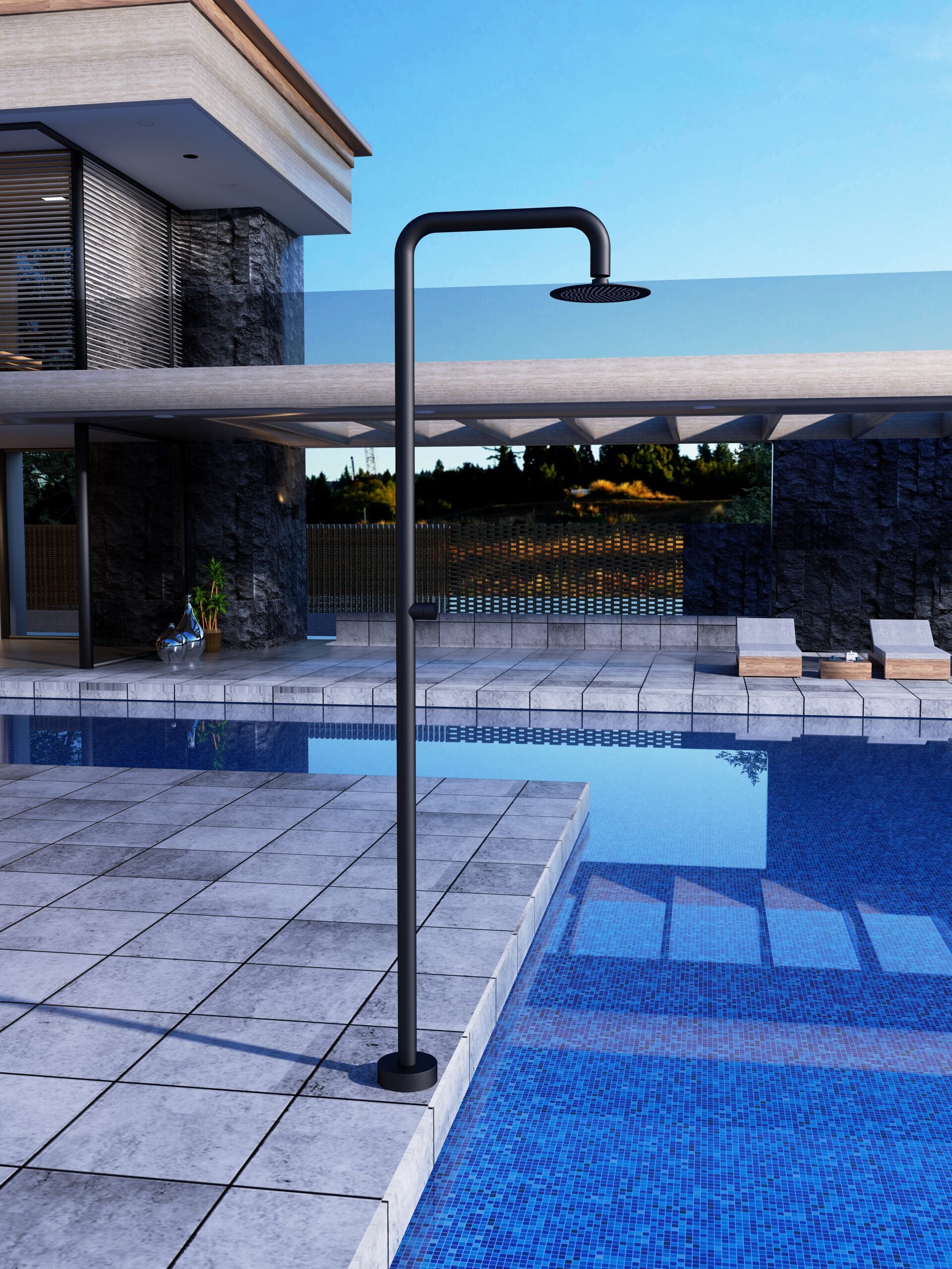 Oregón Matte Black Steel Pool Shower Tap in 316 Stainless Steel, view 3