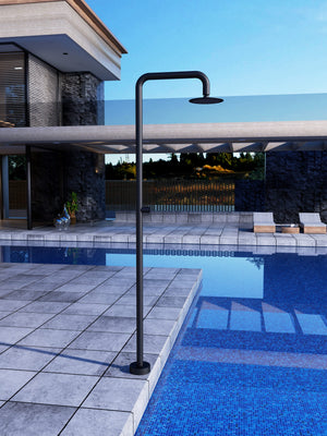 Oregón Matte Black Steel Pool Shower Tap in 316 Stainless Steel, view 3