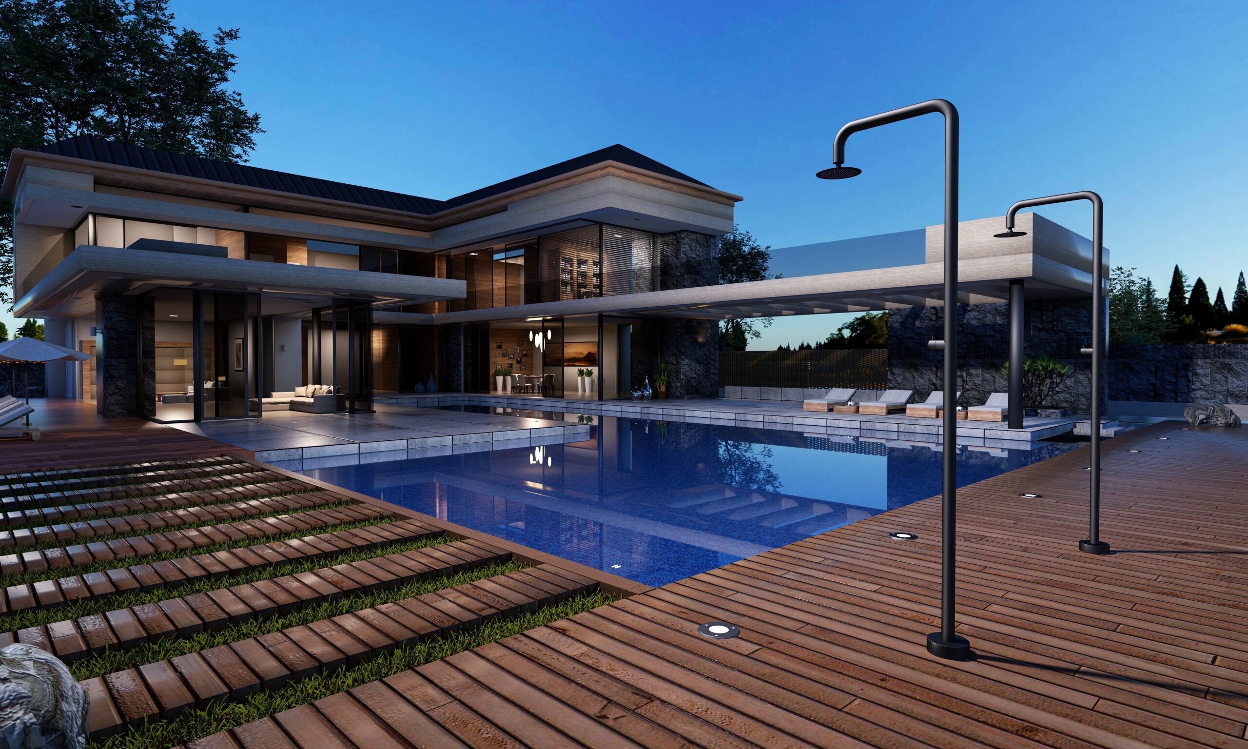 Oregón Matte Black Steel Pool Shower Tap in 316 Stainless Steel, view 2