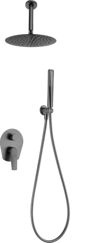 Paros Black Gun Metal Built-in Shower Set Single Handle, view 2