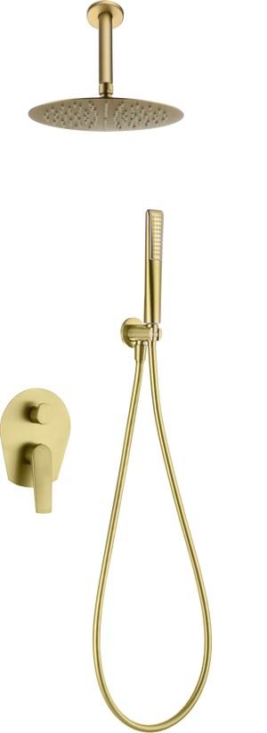 Brushed Gold Recessed Single-Lever Shower Set, view 2