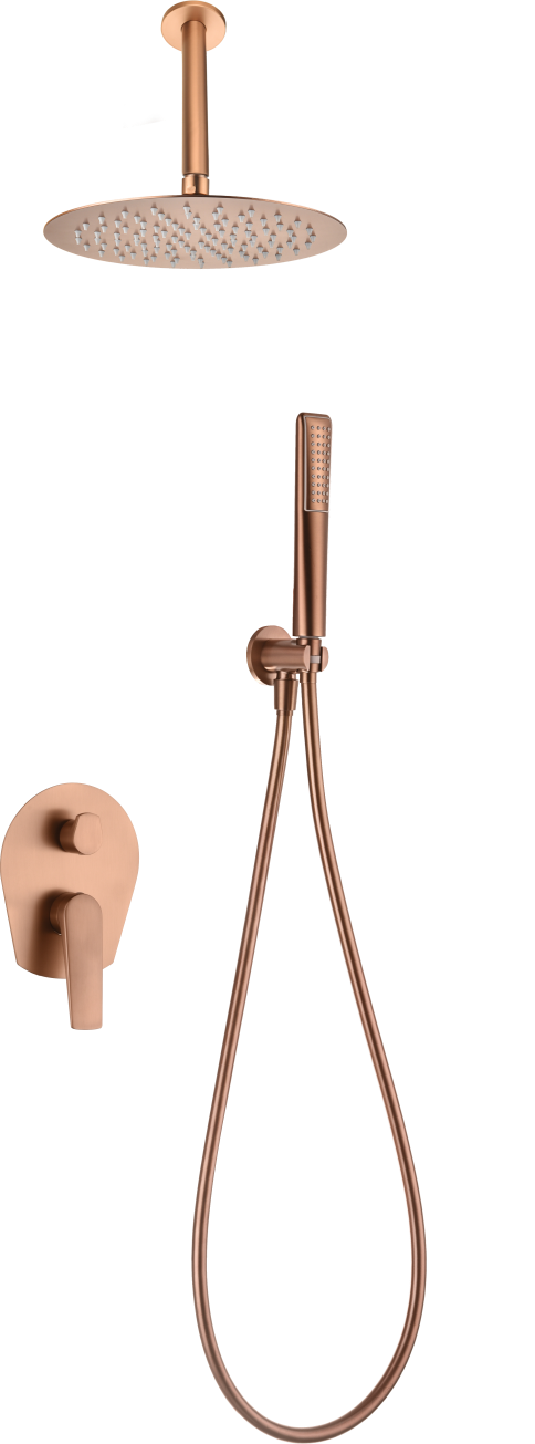 Rose Gold Built-in Shower Mixer Set Modern Design, view 2