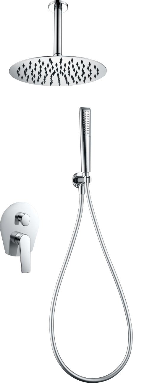 Chrome Single-Lever Recessed Shower Set, view 2