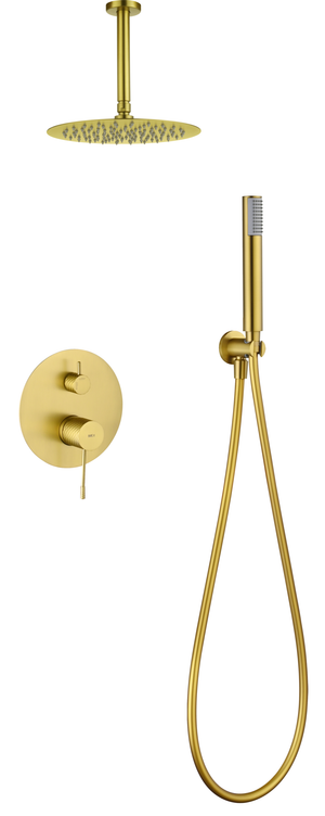 Piamonte Brushed Gold Concealed Single Lever Shower Set, main product view