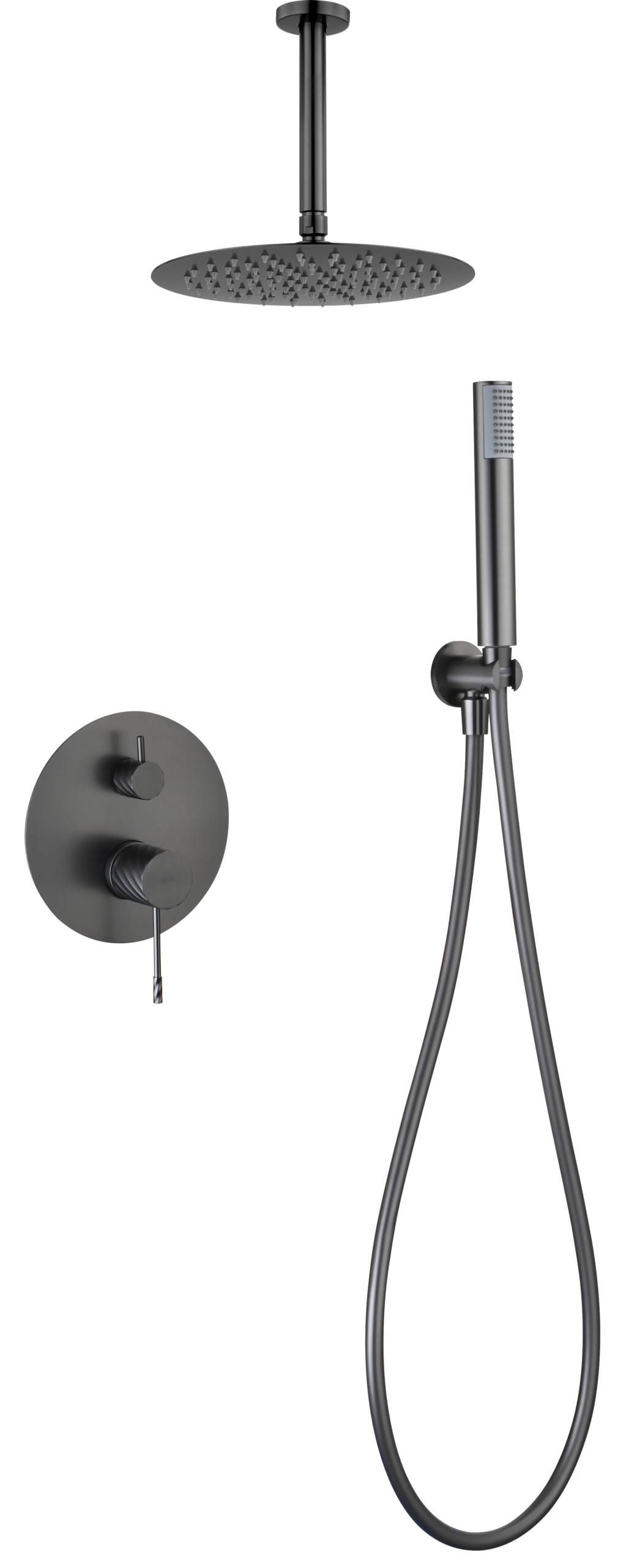 Palau Black Gun Metal Concealed Single Lever Shower Set, main product view