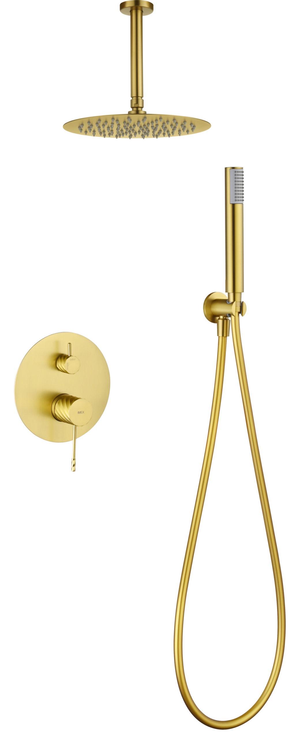 Palau Brushed Gold Concealed Single Lever Shower Set, main product view