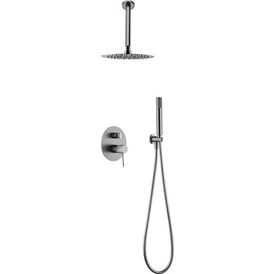 Conjunto De Ducha Empotrado Monomando Top Níquel Cepillado