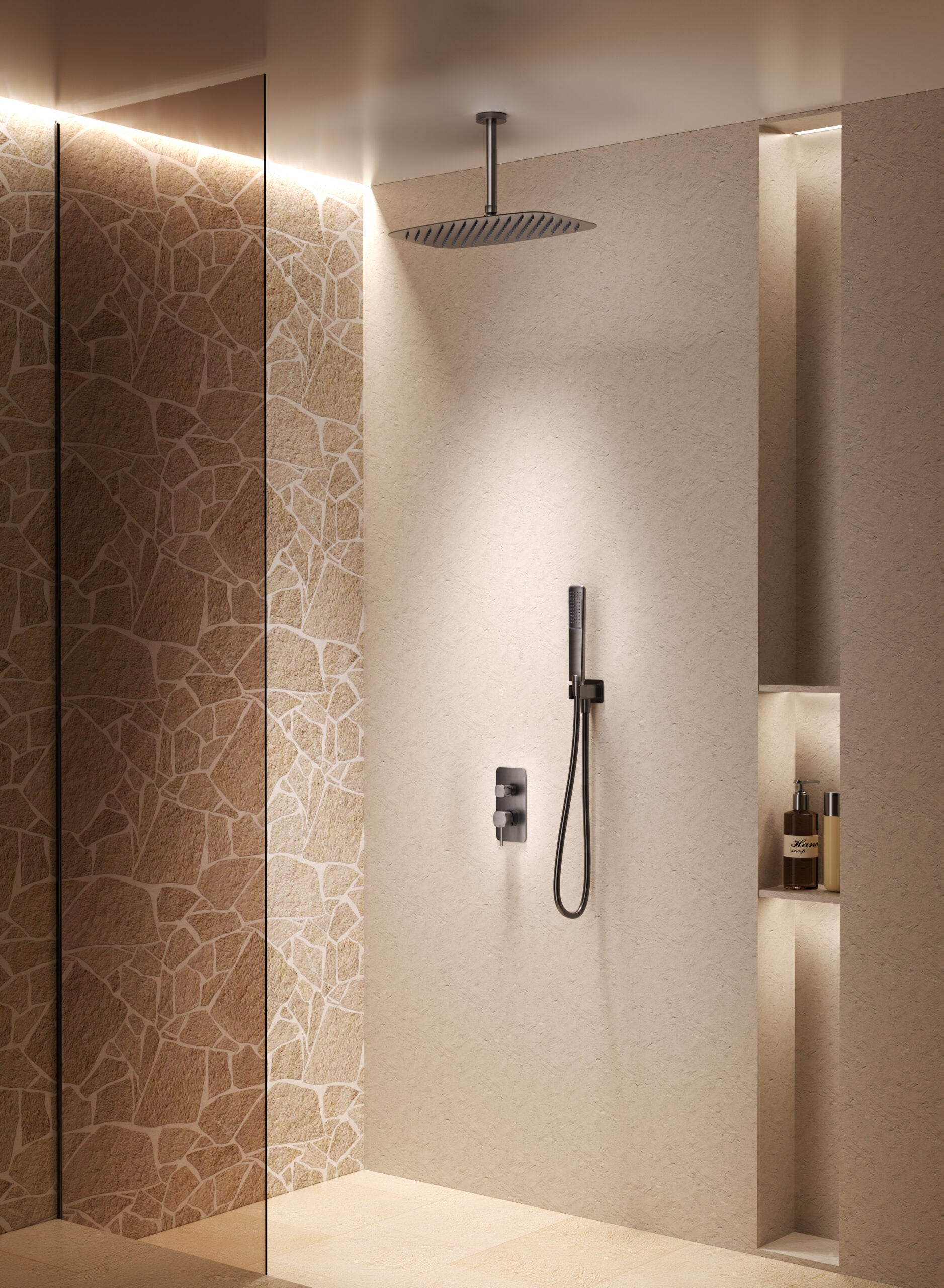 Firenze – Sassari Black Gun Metal Concealed Single Lever Shower Set, view 3