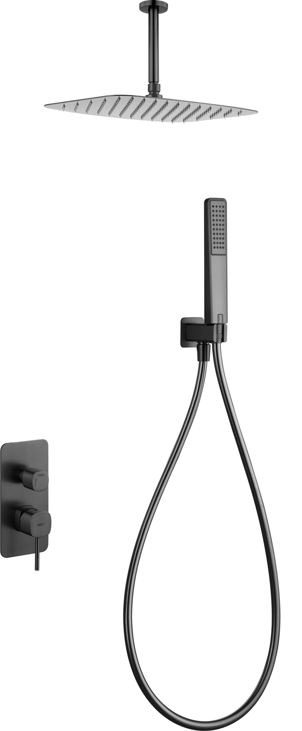 Firenze – Sassari Black Gun Metal Concealed Single Lever Shower Set, main product view