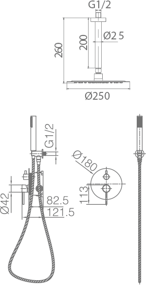 Matte Black Built-in Shower Set Single Lever Modern, view 5