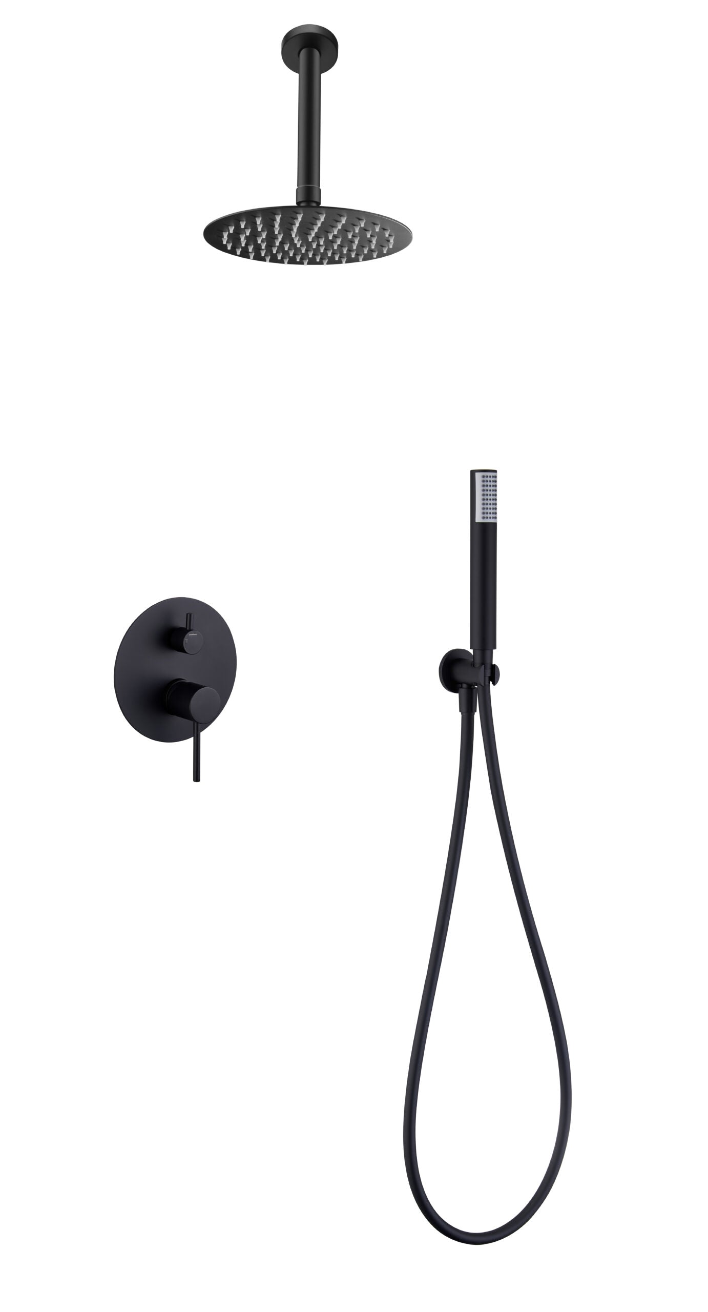 Matte Black Built-in Shower Set Single Lever Modern, view 2