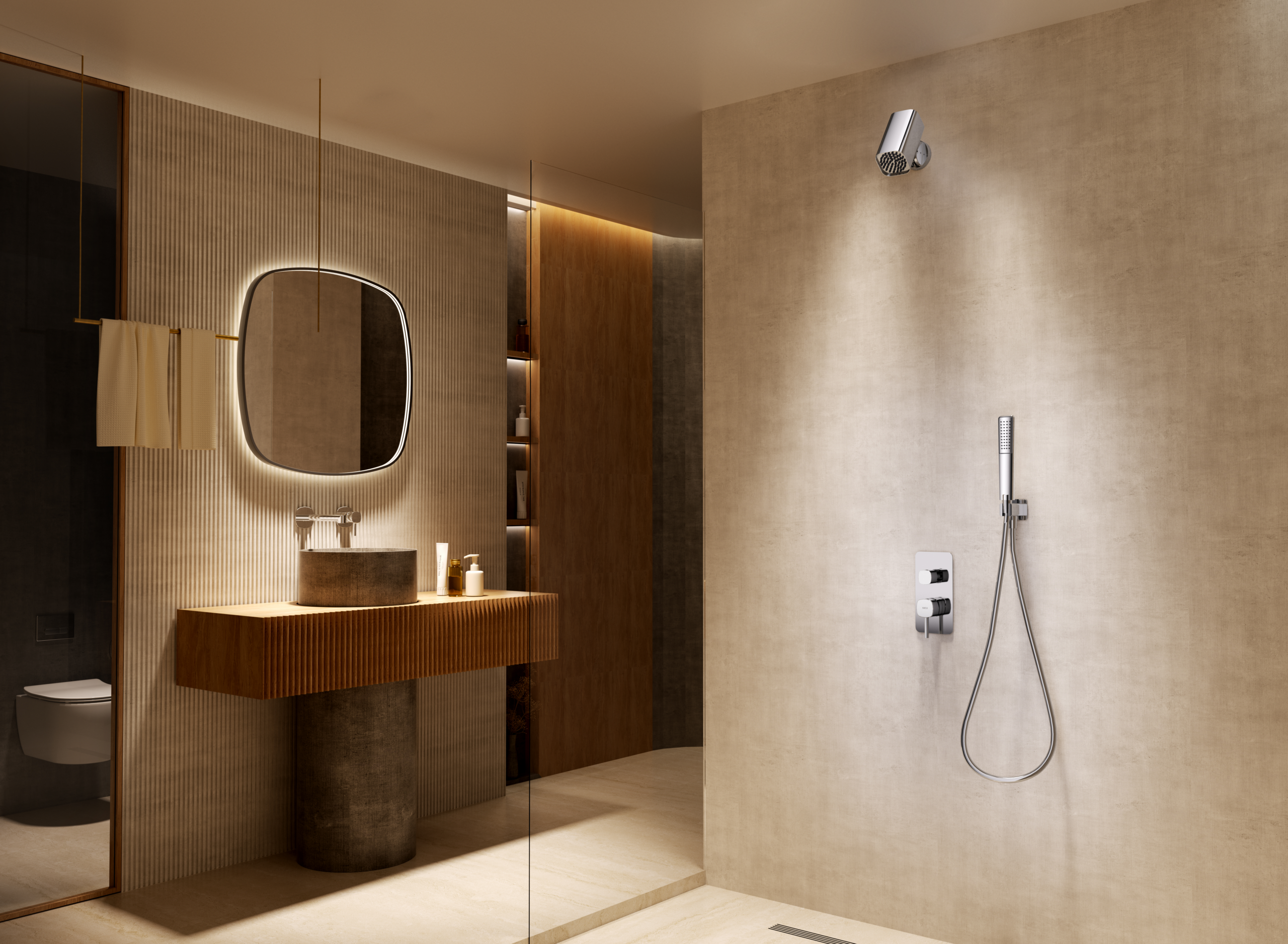 Toscana Chrome Concealed Single Lever Shower Set, in a bathroom setting