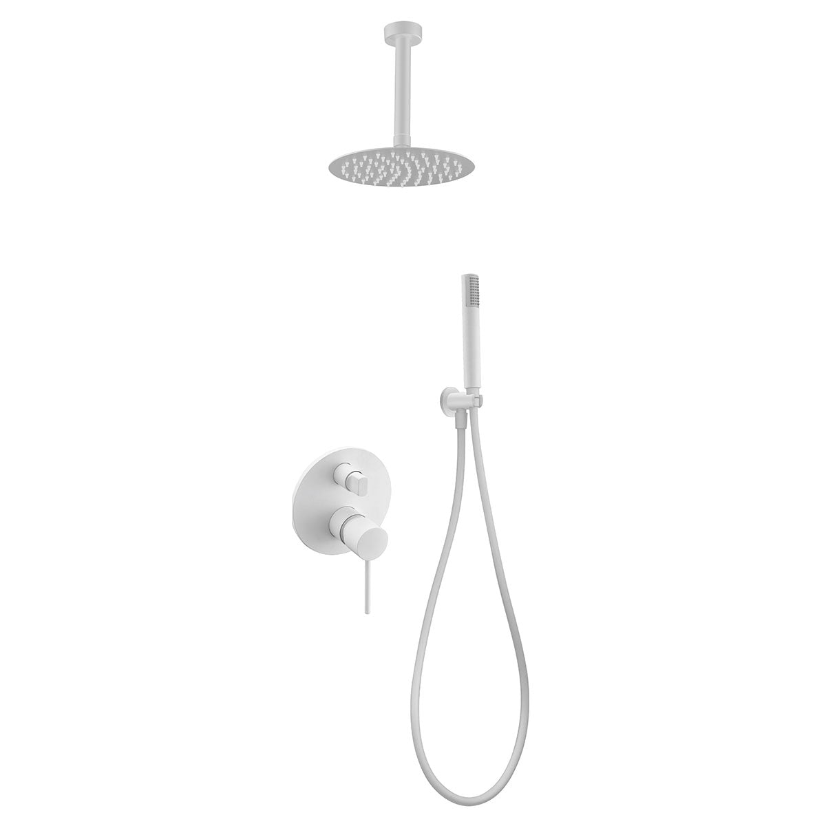 Matte White Single Lever Built-in Shower Set Modern Design, view 2