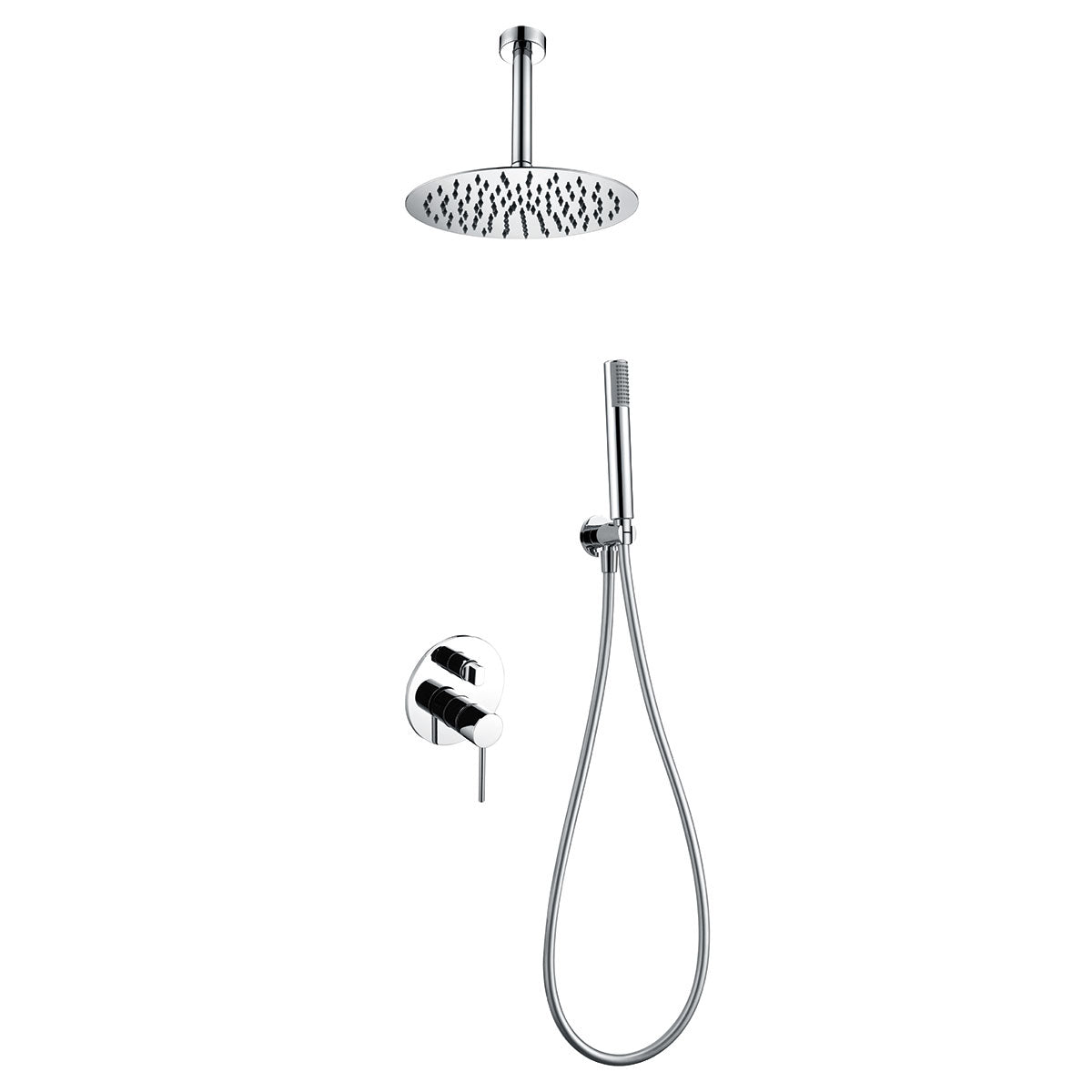 Chrome Single Handle Recessed Shower Set Modern Design, view 2