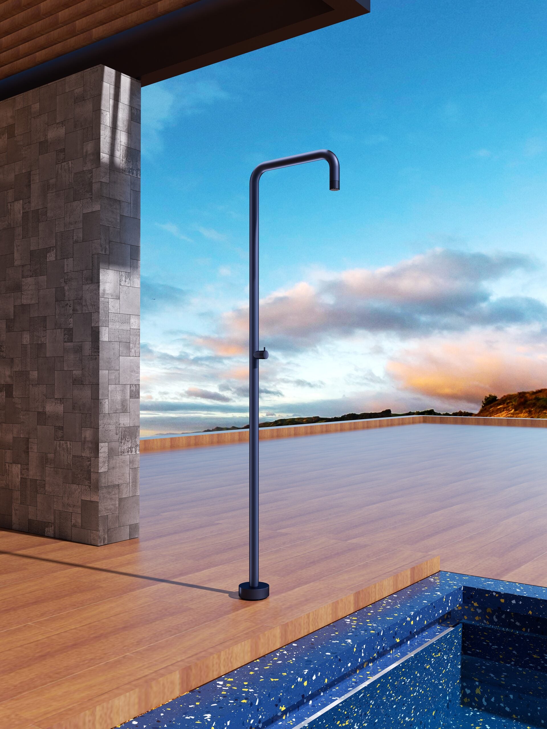 Utah Ocean Blue Pool Shower Tap in 316 Stainless Steel, view 2
