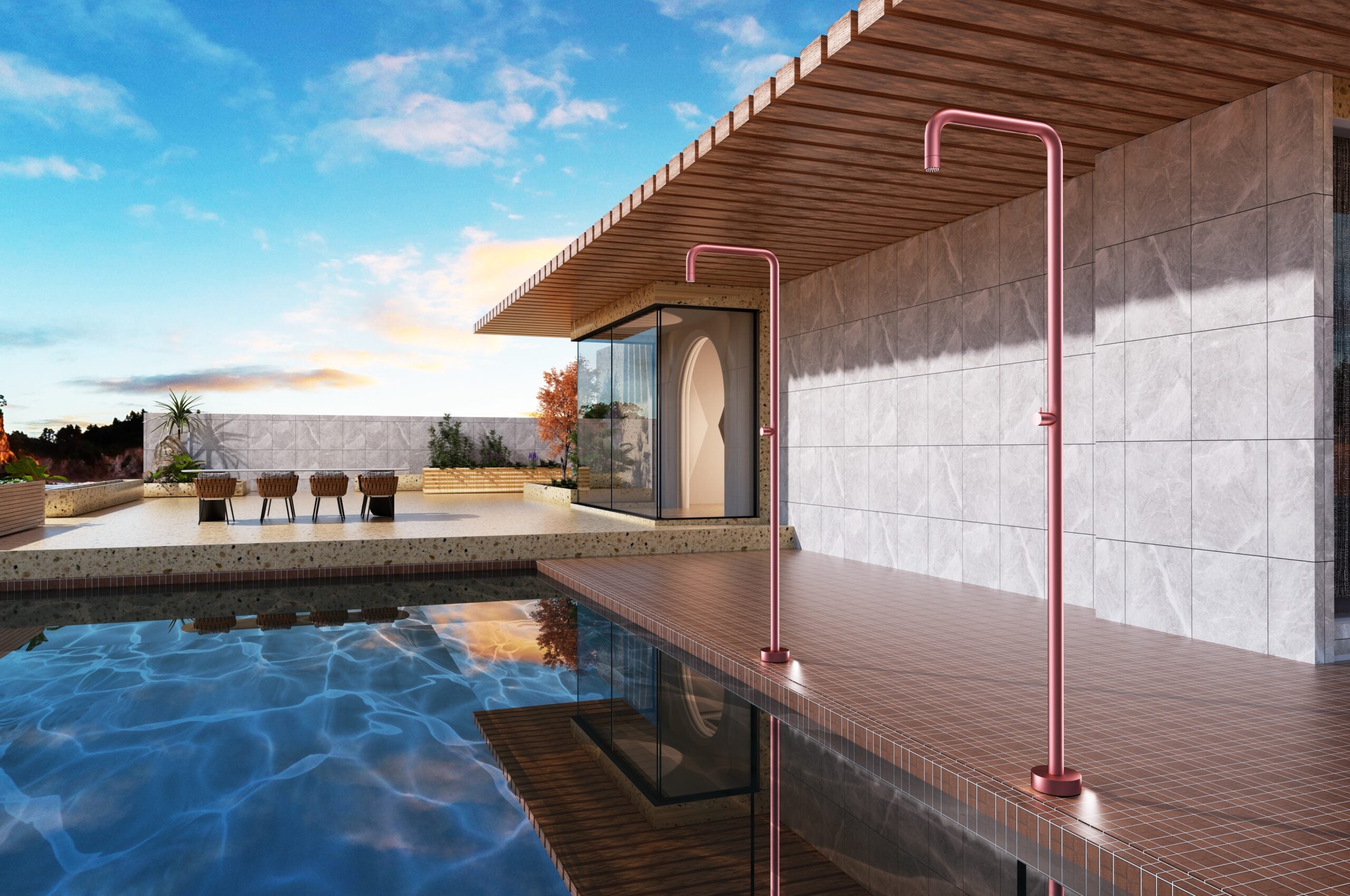 Utah Coral Pink Pool Shower Tap in 316 Stainless Steel, view 3