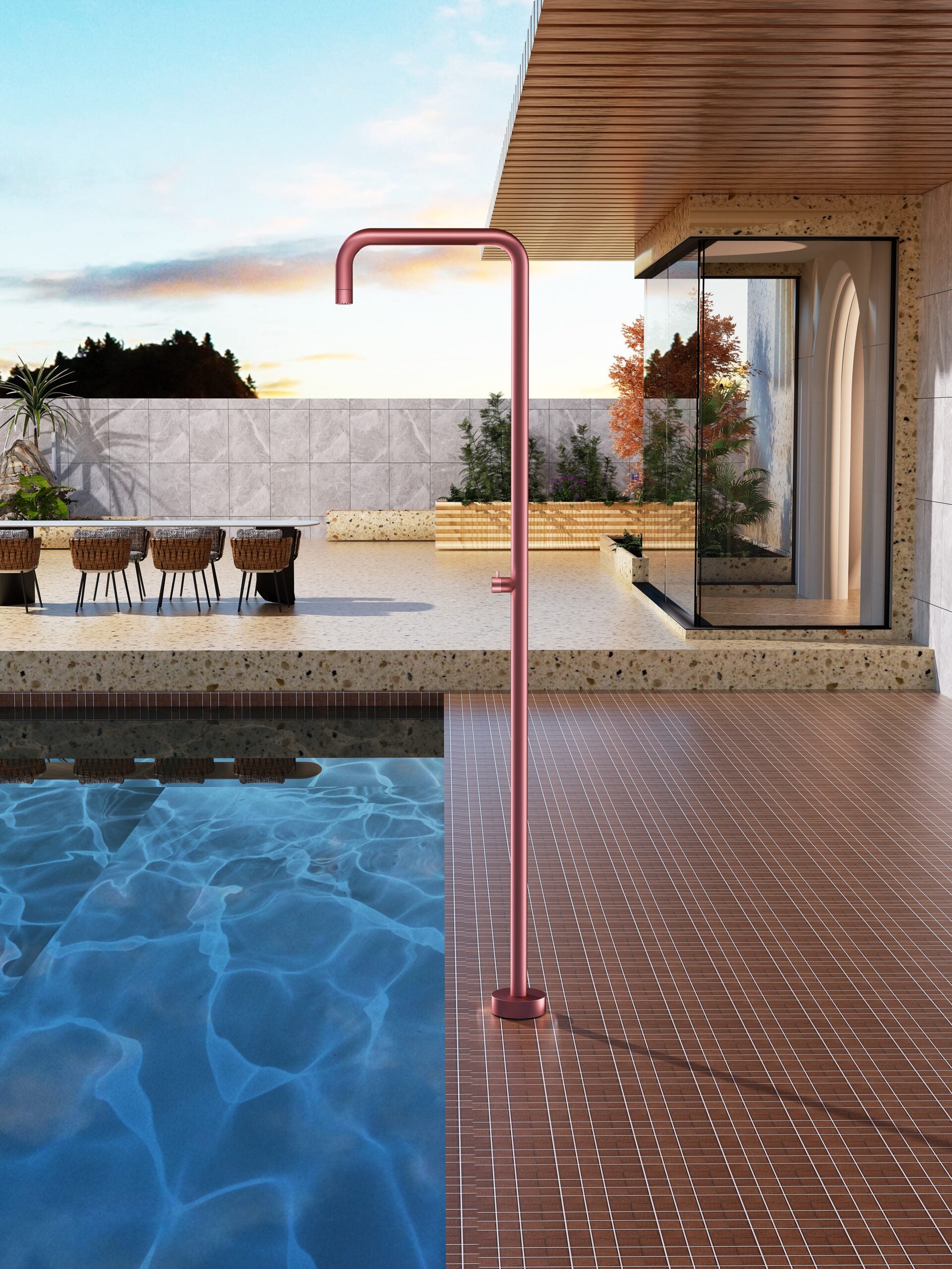 Utah Coral Pink Pool Shower Tap in 316 Stainless Steel, view 2