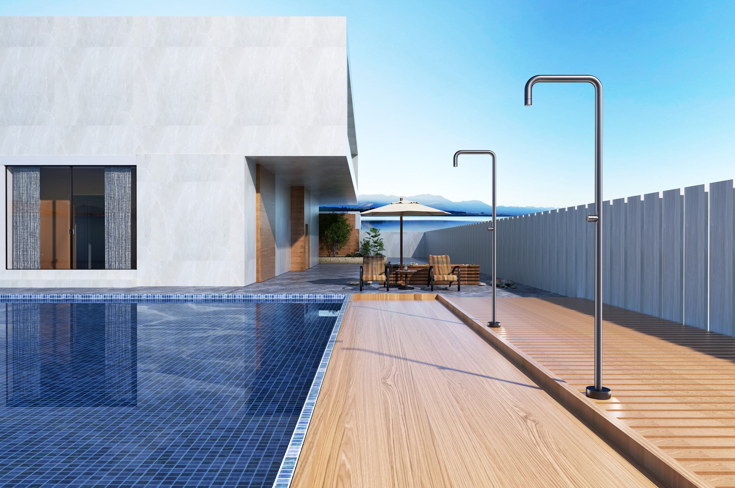 Utah Cloud Grey Pool Shower Tap in 316 Stainless Steel, view 3