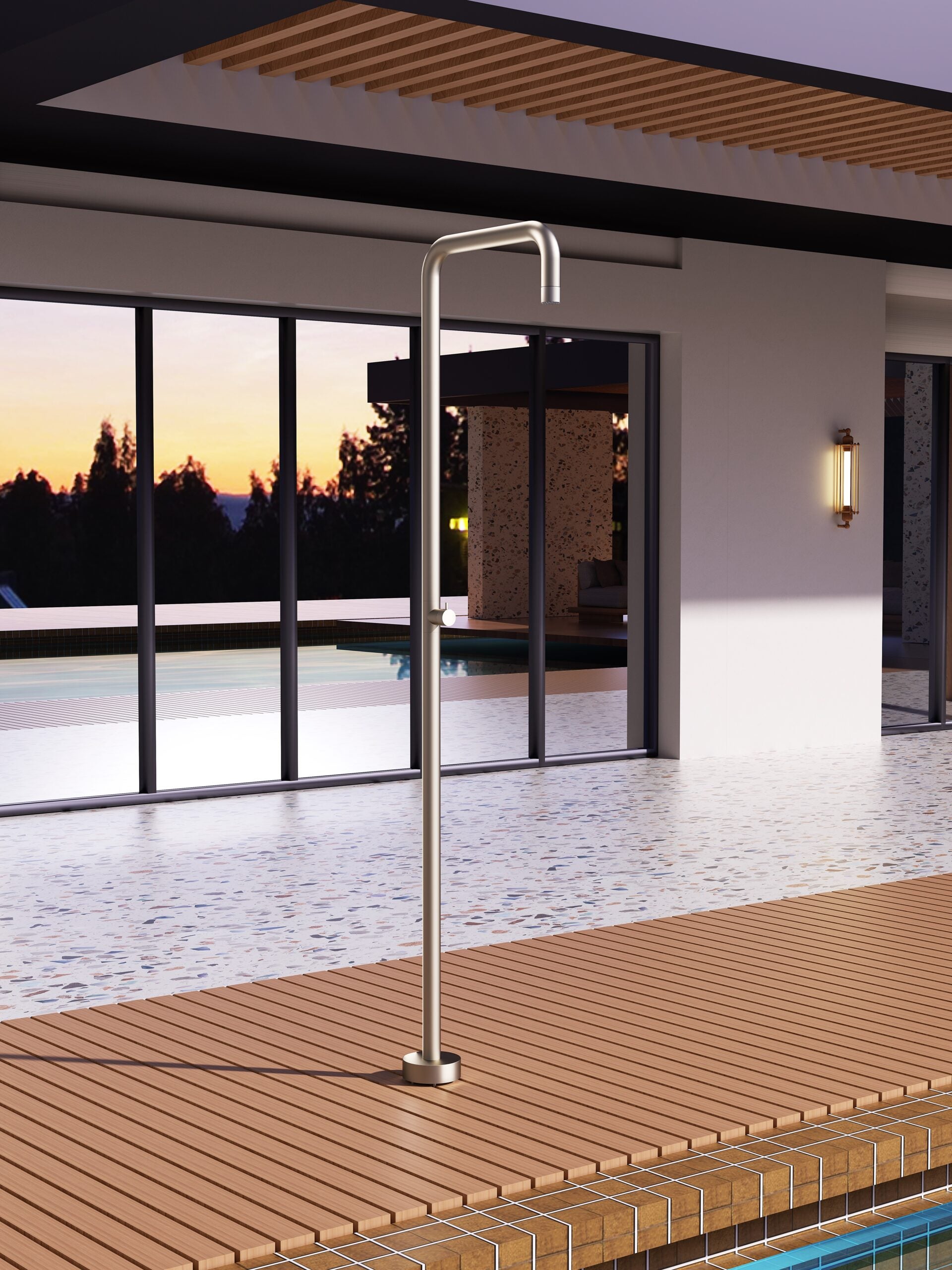 Utah Khaki Pool Shower Tap in 316 Stainless Steel, view 2