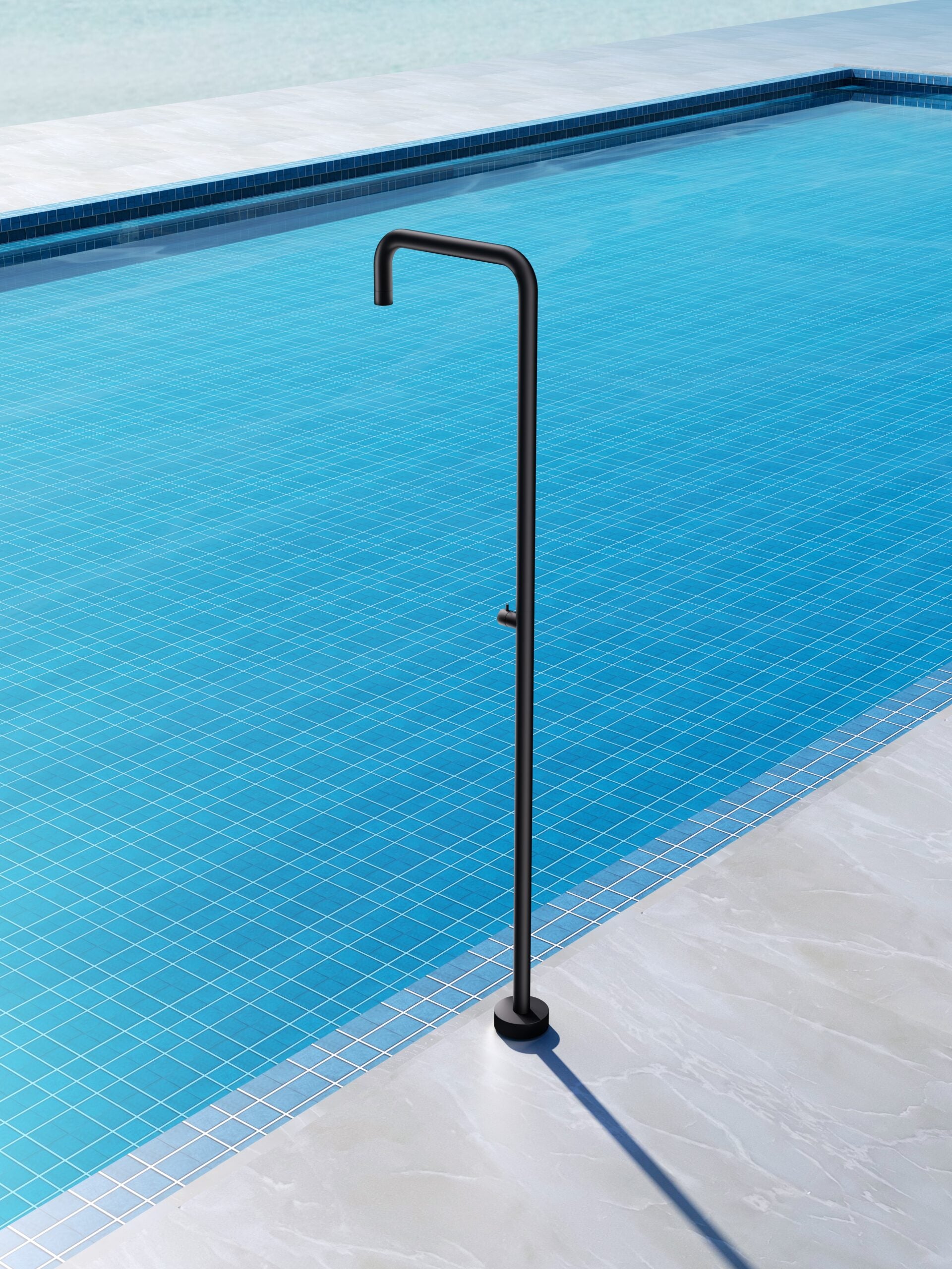 Utah Matte Black Steel Pool Shower Tap in 316 Stainless Steel, view 2