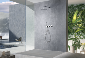Chrome Thermostatic Built-in Shower Set Assen Series, in a bathroom setting